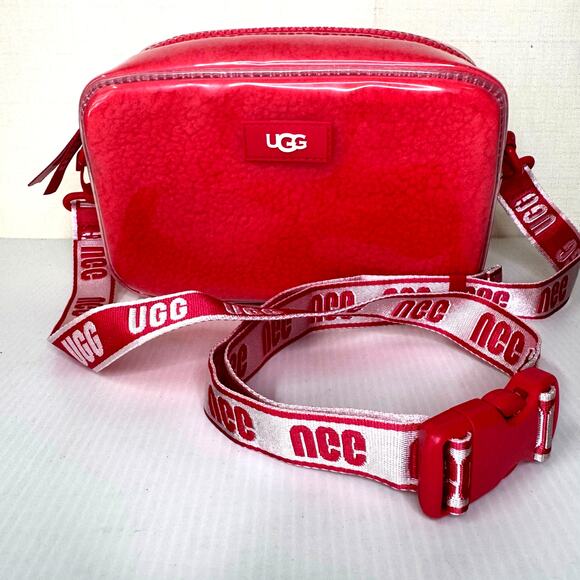 UGG Janey II Clear UGG Plush Signature Crossbody Bag Red Belt Bag Sporty Clear - Picture 2 of 11